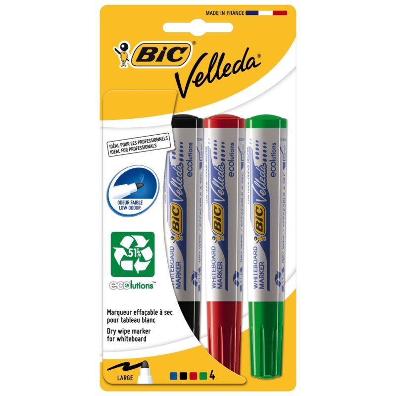 BIC Velleda 4 Bullet Tip Whiteboard Markers