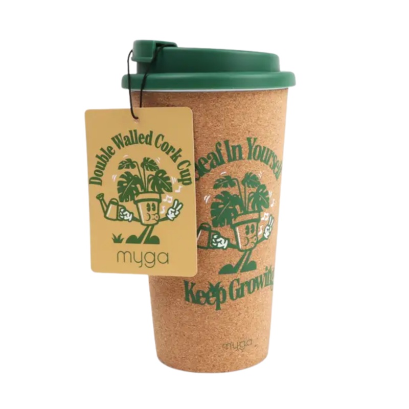 Double Walled Cork Cup Forest Green 450ml by Myga