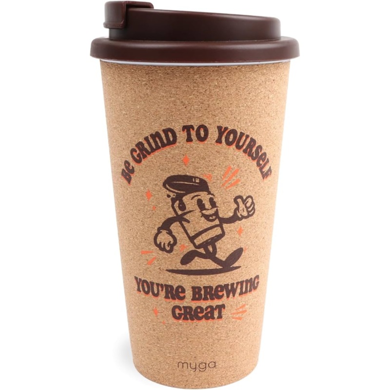 Double Welled Cork Cup Brown by Myga