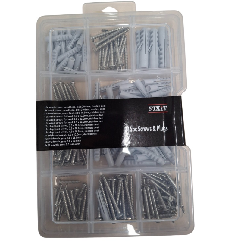 215pc Screws And Plugs Set