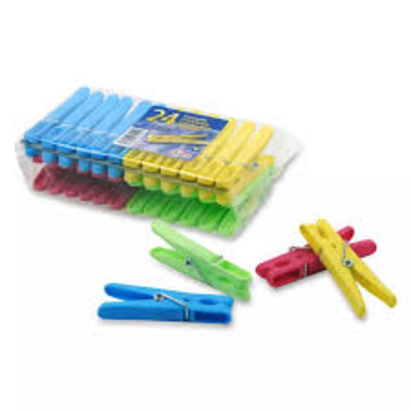 24 Large Plastic Pegs  Mixed Colors
