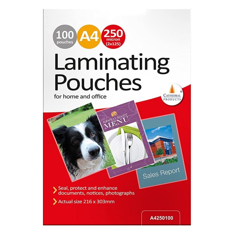 A4 100 Laminating Pouches 250micron