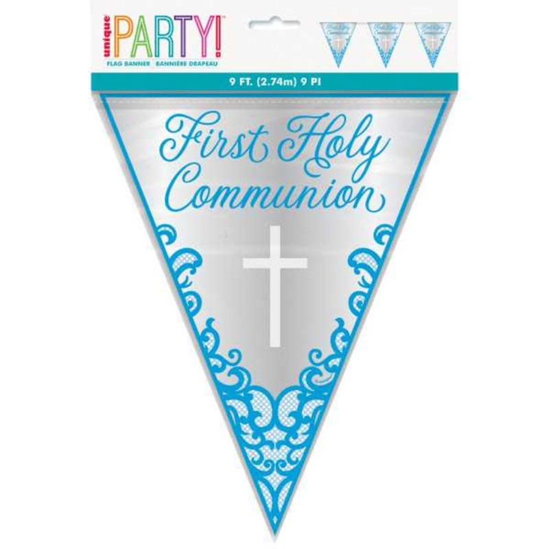 Blue Banner Holy Communion w/Cross