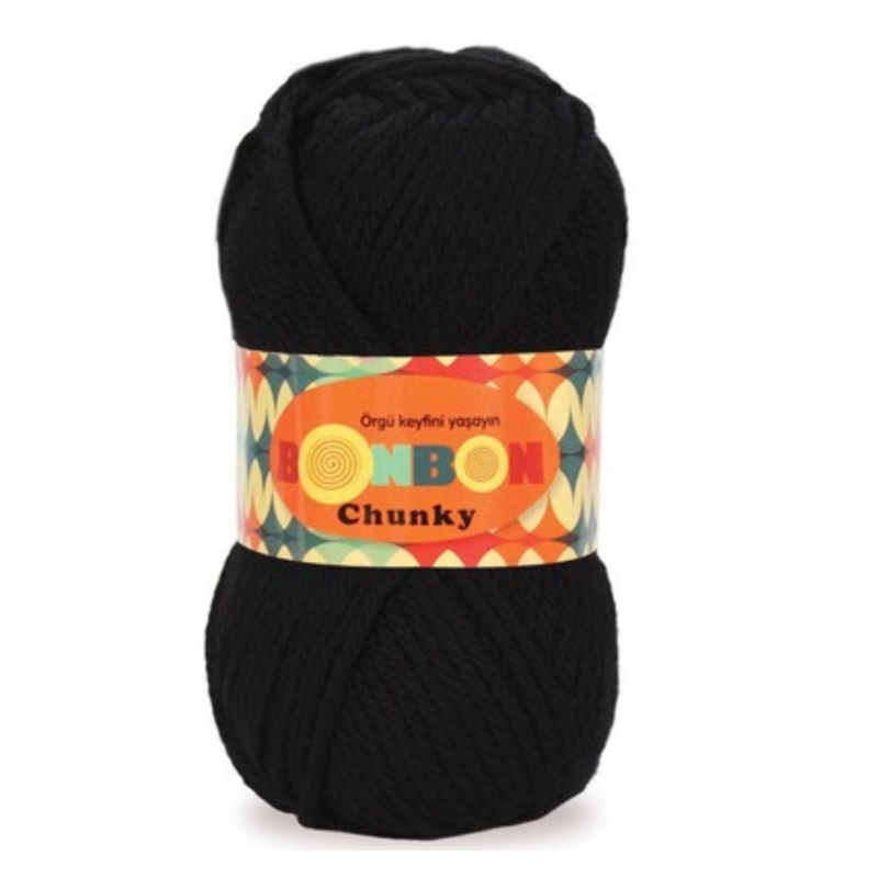 Bonbon Chunky Black Yarn (100g)