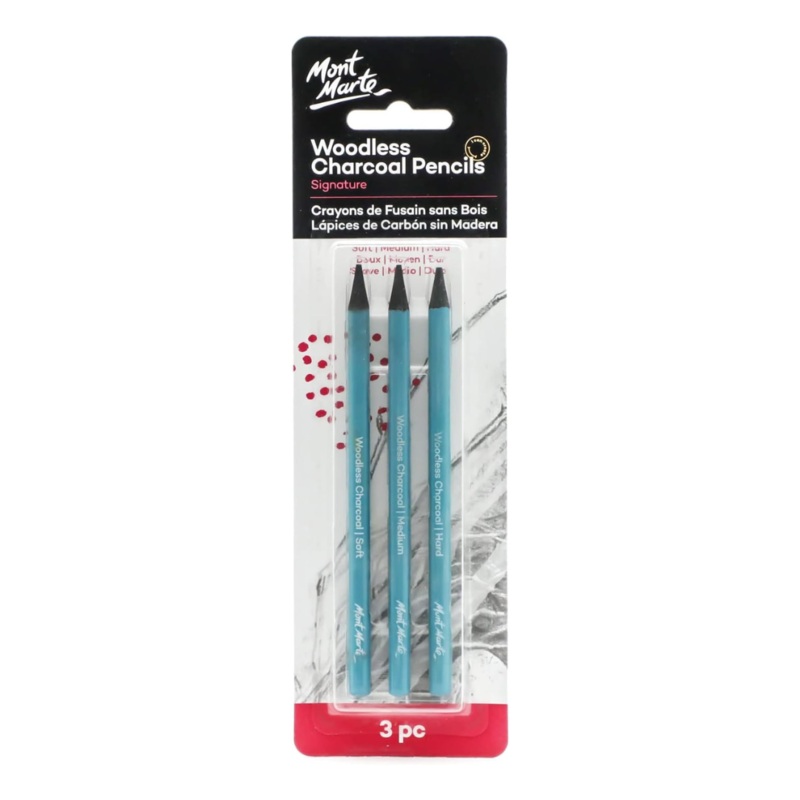 MM 3-Piece Woodless Charcoal Pencils