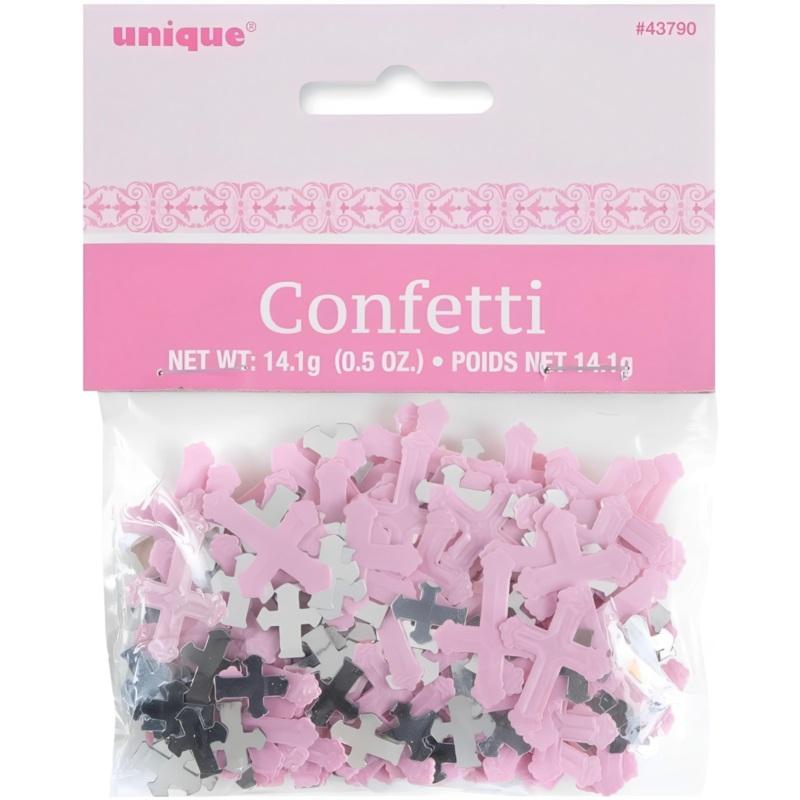 Pink Foil Cross Confetti