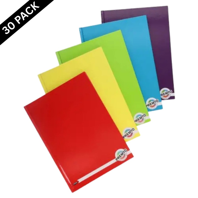 5 Assorted Colours A4 Hardcover Notebooks 160 Pages ( Box of 30 )