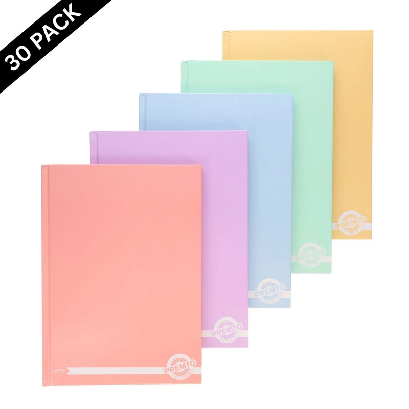 A4 Pastel Hardcover Notebooks 160 Pages  5 Assorted Colours ( Box of 30 )
