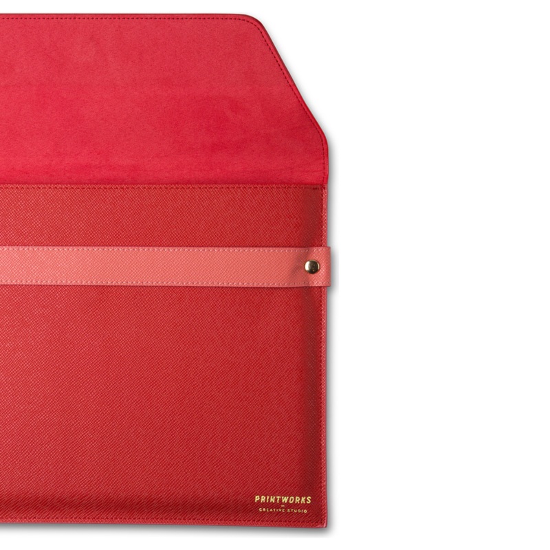 Beige/Red Laptop Envelope Case (13 Inch)