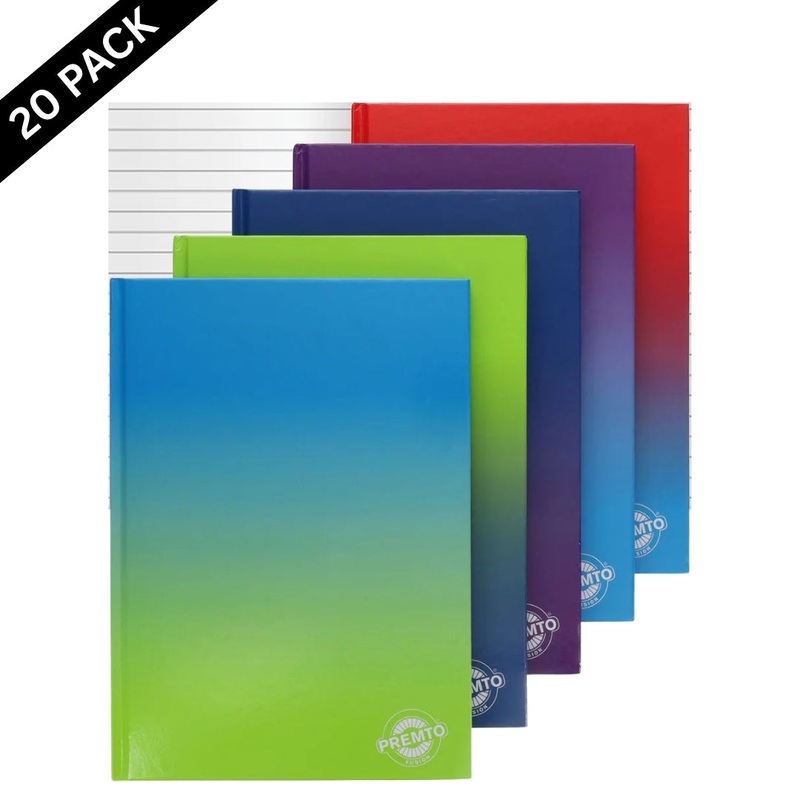 Fusion A4 Hardcover Notebook 160 pages - 5 Assorted Colours ( Box of 20 )