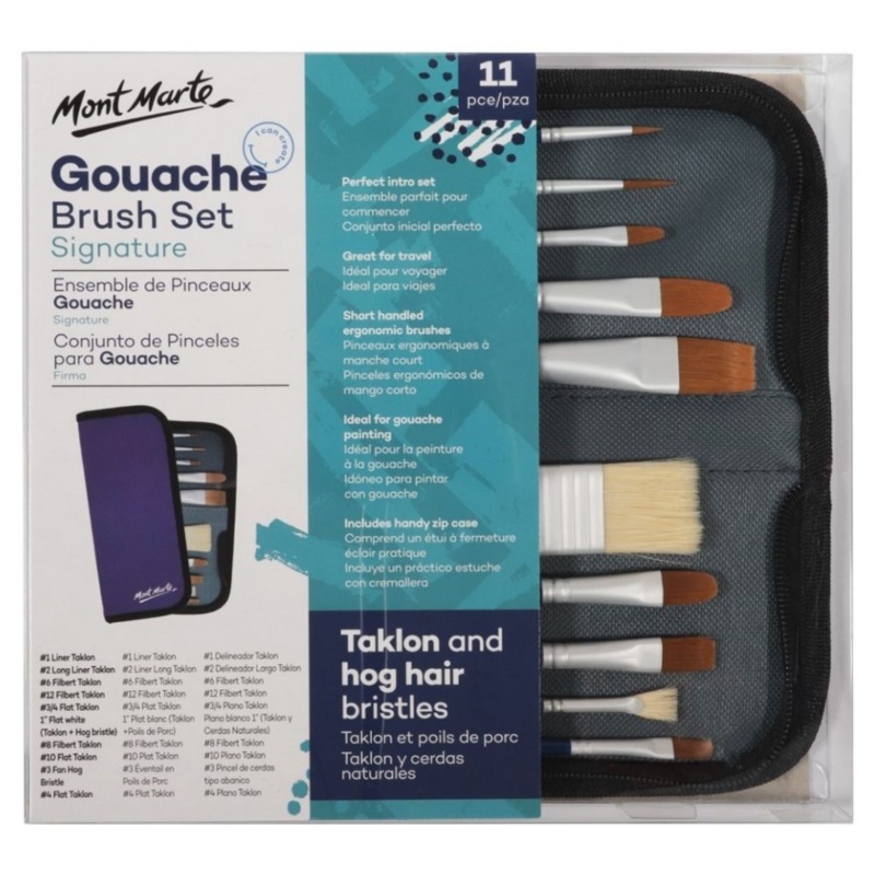 Mont Marte Gouache Paint Brush Set 11pc