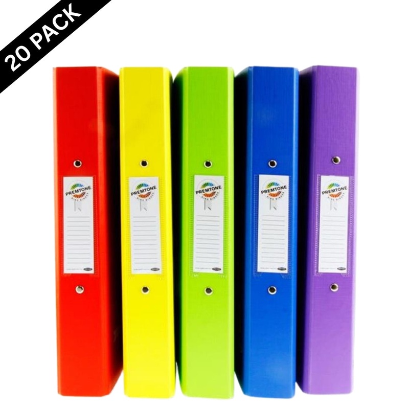 Premtone A4 Ring Binders - Bold Colours ( Box of 20 )