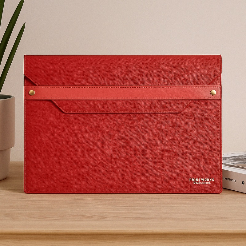 Red Faux Leather Laptop Sleeve 1213"