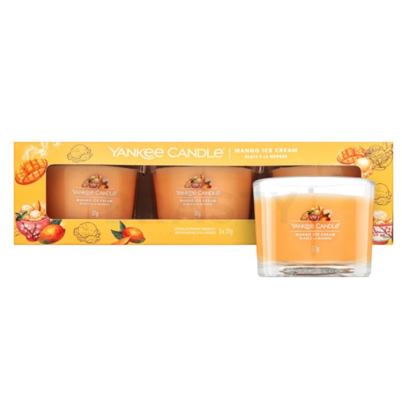 Yankee Candle Mango Ice Cream  Set of 3 Votive Candles