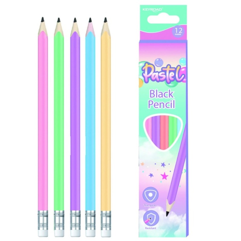 12pk Pastel HB Pencils with Eraser Tops
