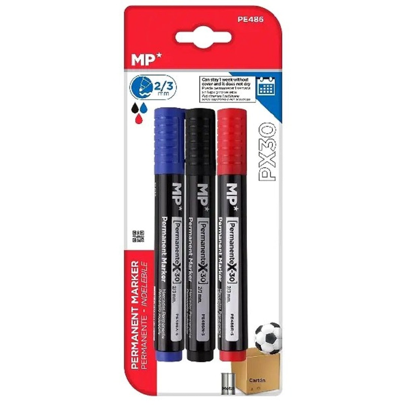 3-Pack Assorted Bullet Permanent Marker