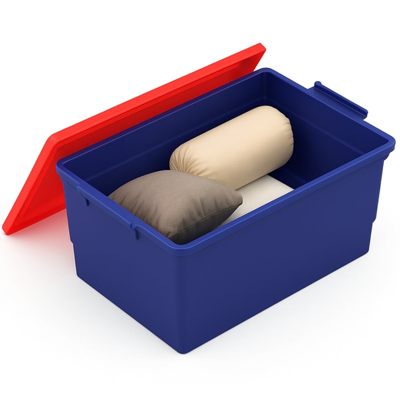 50L Storage Box Dark Blue with Red Lid