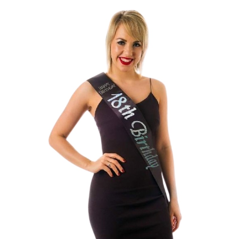 Black 18th Birthday Sash