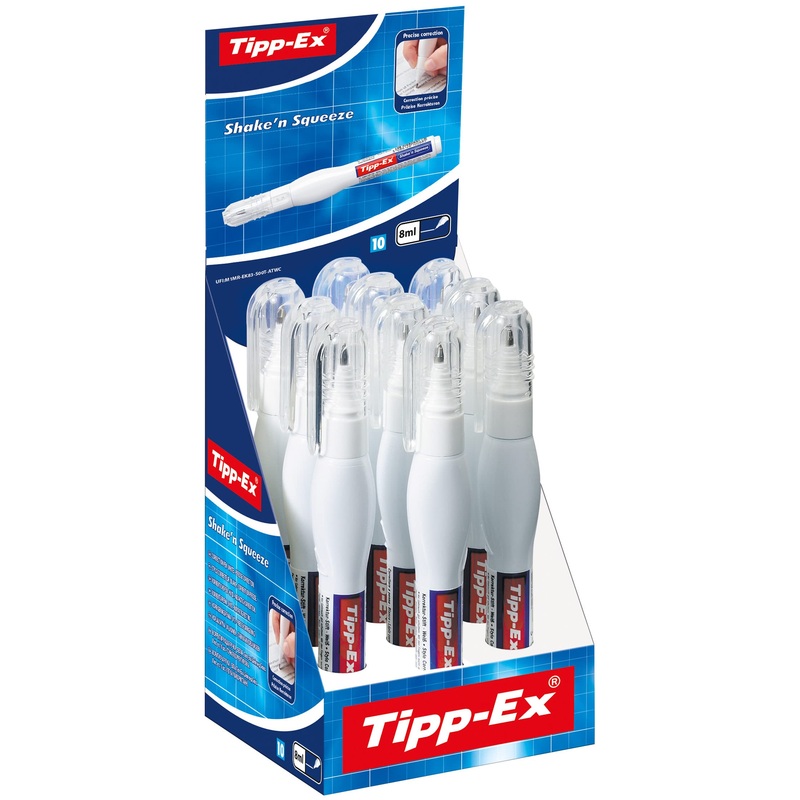 Box of 10 BIC Tipp-Ex 8ml Shake n'Squeeze