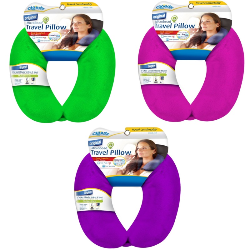 Cloudz Microbead Travel Pillow in assorted colours
