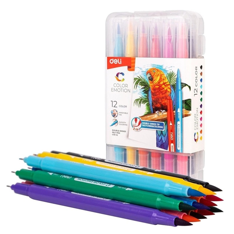 Deli Double-Ended Felt Tip Markers - 12 Pack