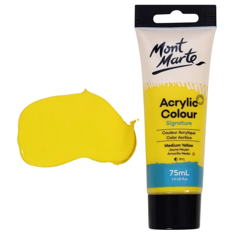 Mont Marte 75ml Acrylic Paint  Medium Yellow