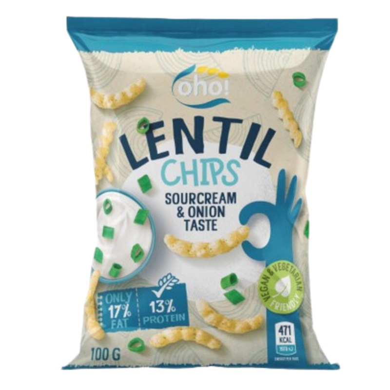 Oho! Lentil Chips Sourcream & Onion 100g