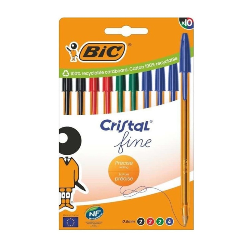 Pouch of 10 BIC Assorted Cristal Ballpens